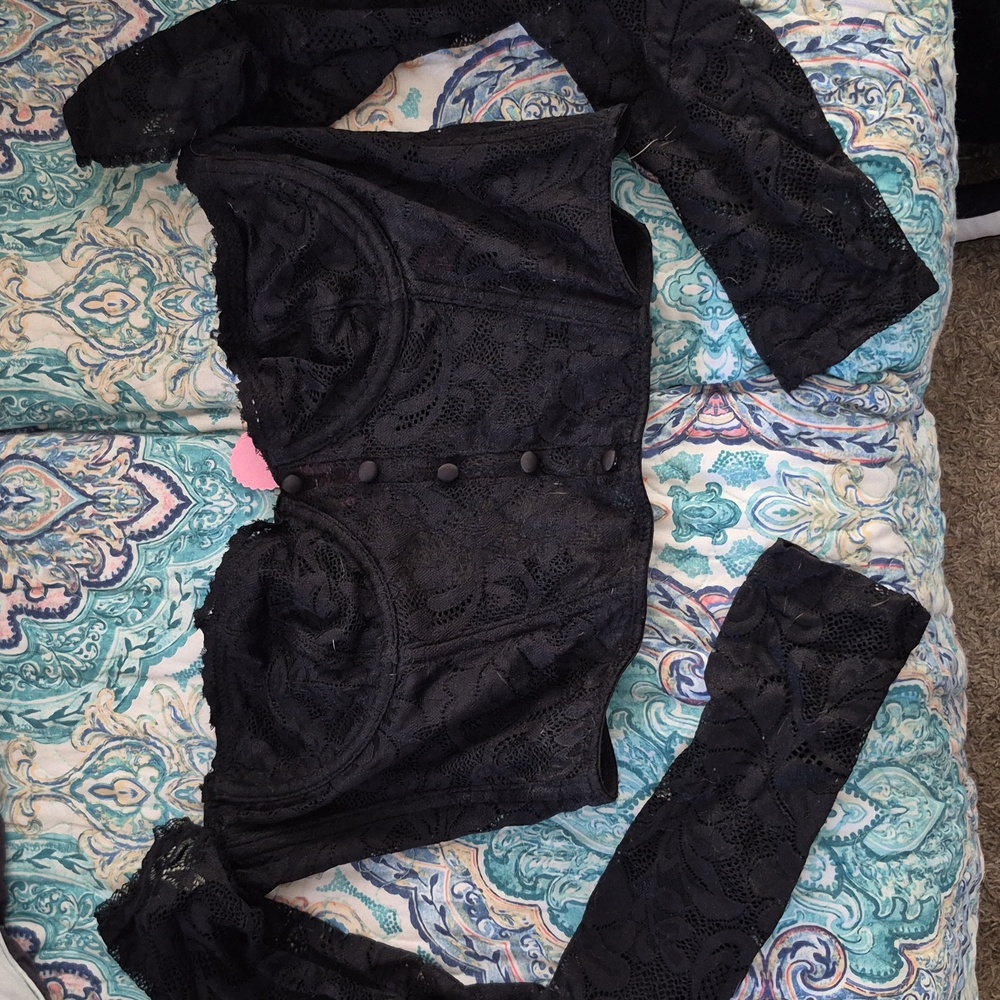 Sugar Thrillz Black Lace Crop Top